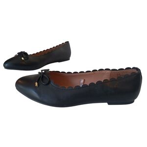 White Mountain Shoes‎ Women's Size 9.5 Wide Casi Black Scalloped Ballet Flats